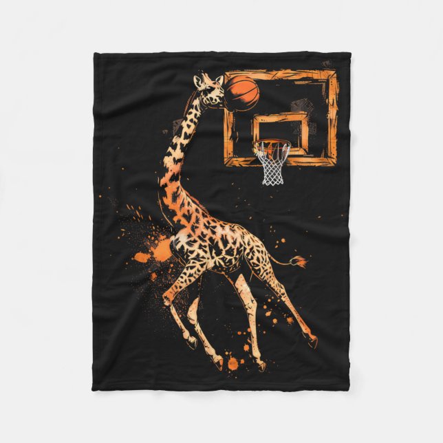 Sketll Giraffe Slam dunk Teckning Sketll Älskare Fleecefilt (Framsidan)