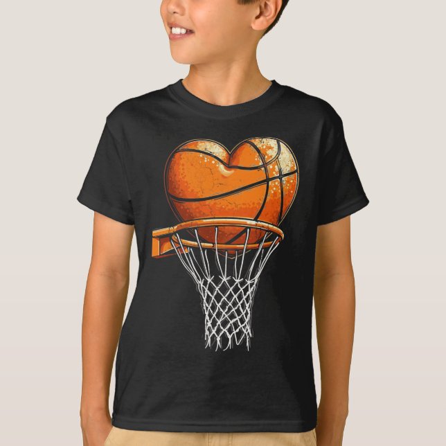 Sketll Heart Valentines day Sports Boys Youth T Shirt (Framsida)