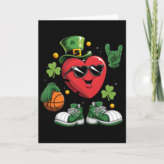 Sketll hjärta St Patrick Day Valentine Shamrock Ir Kort (Framsida)