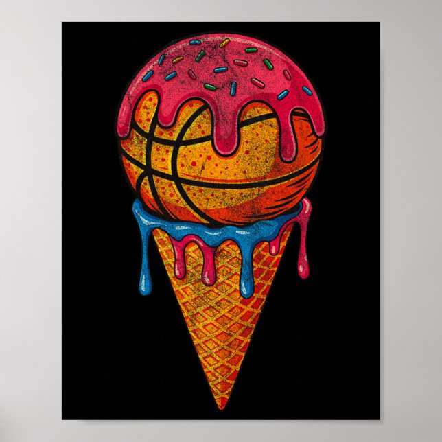 Sketll Ice Cream Cone Fun Drip Sprinkles  Poster (Framsidan)