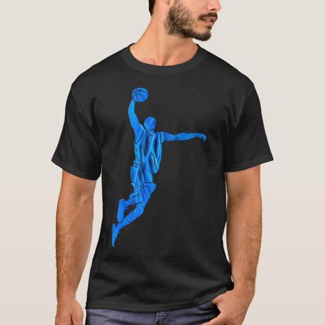 Sketll Player Slam Dunk Blue Flames Abstract Art S T Shirt (Framsida)