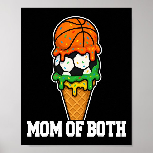 Sketll Soccer Mom Ice Cream Drip Summer Game Day  Poster (Framsidan)