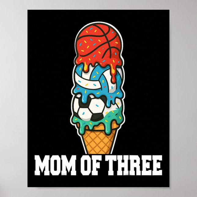 Sketll Soccer Volleyll Mom Ice Cream Summer Game D Poster (Framsidan)