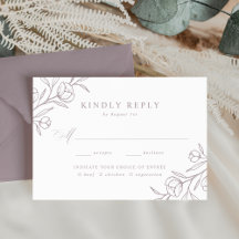 Sketsad Blommigt Dusty Lila Meal Choice Bröllop