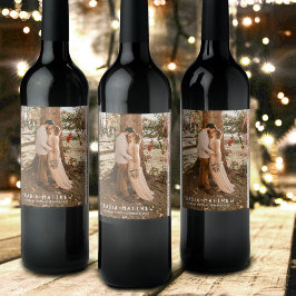 Skettek från kärlek faller bröllop vinflaska etikett