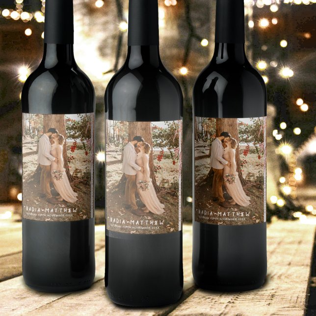 Skettek från kärlek faller bröllop vinflaska etikett (Skapare uppladdad)