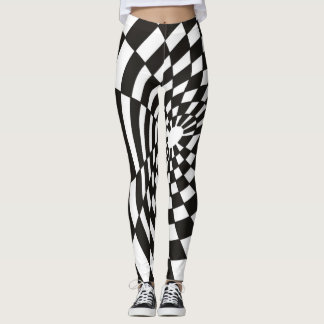 Skev schackbräde i svartvitt leggings