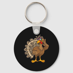 Skev Thanksgiving Kalkon Kvinnor Flicka Leopardtry Nyckelring