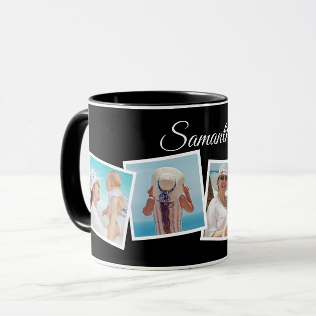 Skeva 4 Photo Collage Personlig Black Mugg (Framsida vänster)
