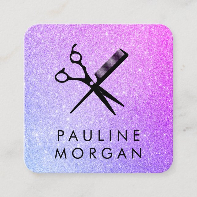 Skeva och Comb Elegant Glitter Fyrkantigt Visitkort (Framsida)