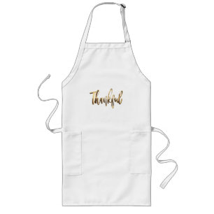 Skevbar Elegant Faux Guld-skriptThanksgiving Långt Förkläde