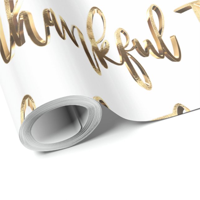 Skevbar Elegant Faux Guld-skriptThanksgiving Presentpapper (Rullad Hörn)
