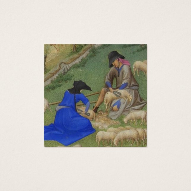 Skevningsillustration för medeltida får fyrkantigt visitkort (Framsida)