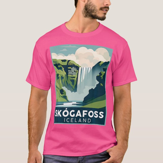 Skgafoss Waterfall Island Hiking Camping Skgar Ey T Shirt (Framsida)