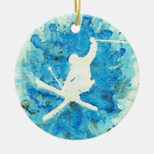 Ski art ornament