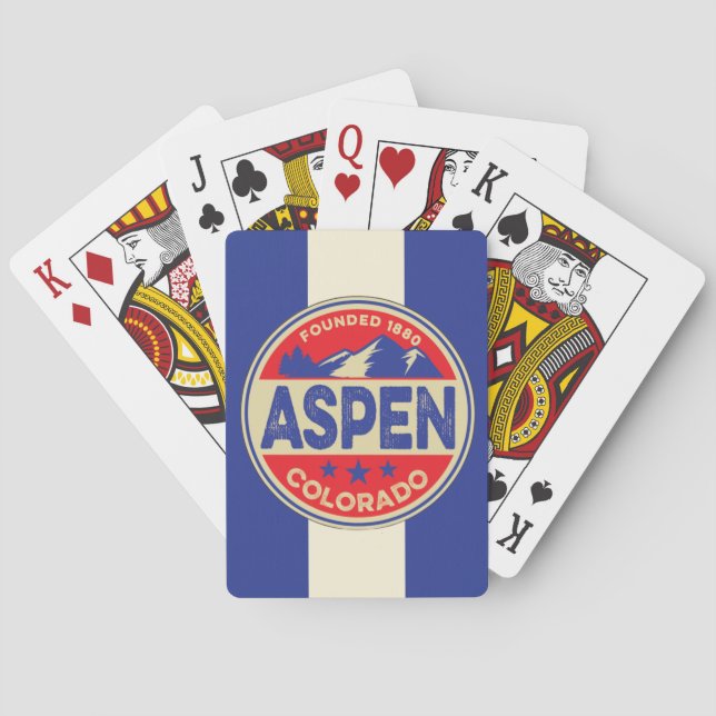 Ski Aspen Blue & Red Playing Cards Casinokort (Baksidan)
