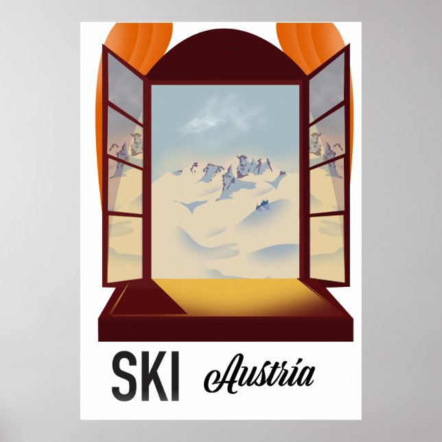 Ski Austria-fönsteraffisch. Poster (Framsidan)