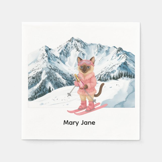 Ski Bachelorette Party Bride on Slope Napkins Pappersservett (Framsidan)