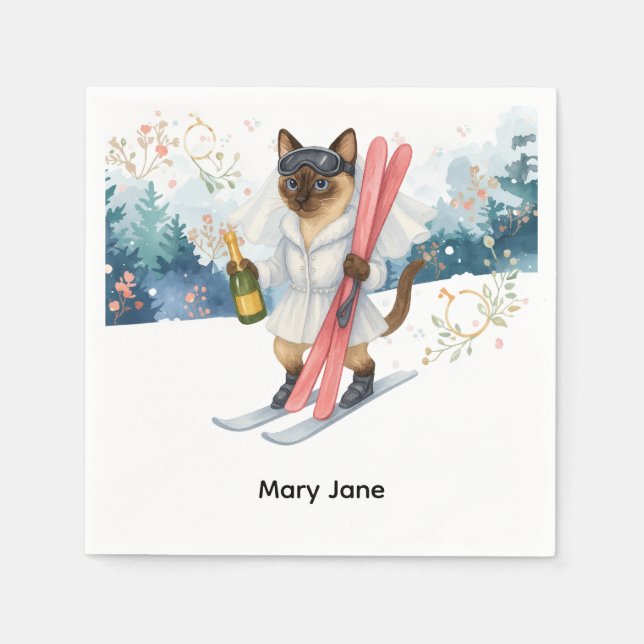 Ski Bachelorette Party Bride on Slope Napkins Pappersservett (Framsidan)