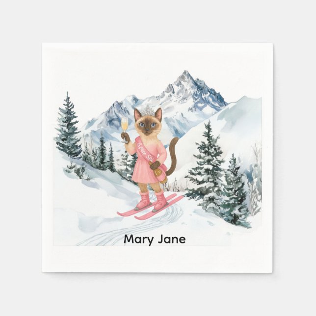 Ski Bachelorette Party Bride on Slope Napkins Pappersservett (Framsidan)