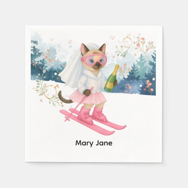 Ski Bachelorette Party Bride on Slope Napkins Pappersservett (Framsidan)
