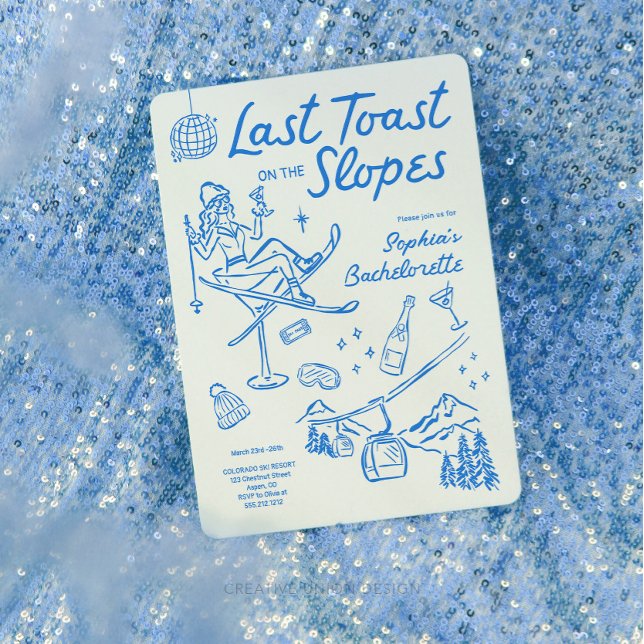 Ski Bachelorette Party Itinerary Last Toast Slopes Inbjudningar (Skapare uppladdad)