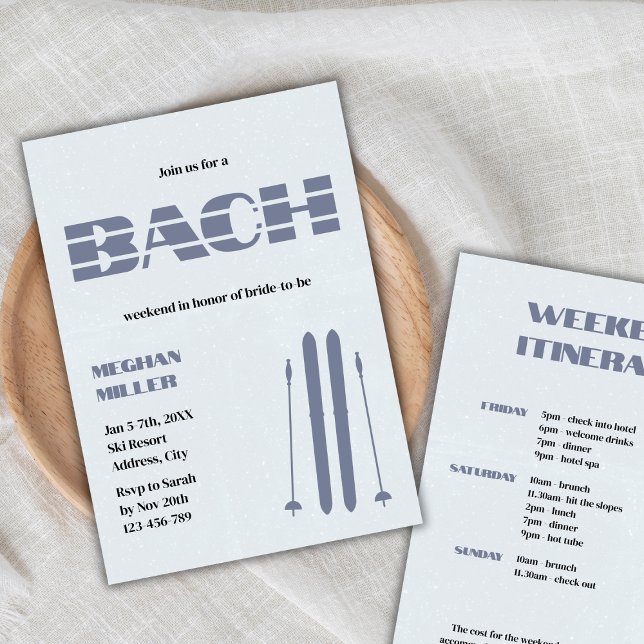 Ski Bachelorette Winter Helg Itinerary Inbjudningar (ski bachelorette winter weekend itinerary invitation)
