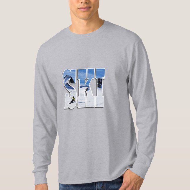 SKI - Bergssluttningstypografi Design T Shirt (Framsida)