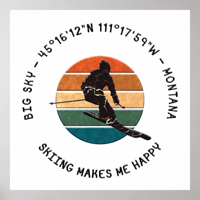 Ski Big Himlar, Montana - Man Skier, Black Text Poster (Framsidan)