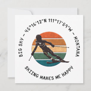 Ski Big Himlar, Montana - Woman Skier, Black Text Julkort