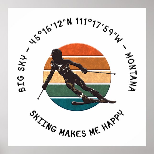 Ski Big Himlar, Montana - Woman Skier, Black Text Poster (Framsidan)