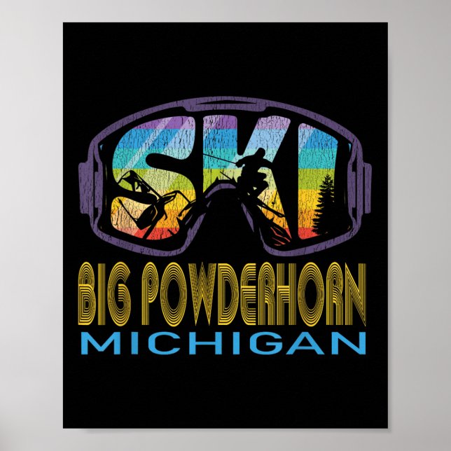 Ski Big Powderhorn Michigan Skiing Vacation Poster (Framsidan)
