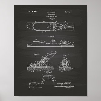 Ski Binding 1940 Patent Art - Chalkboard Poster