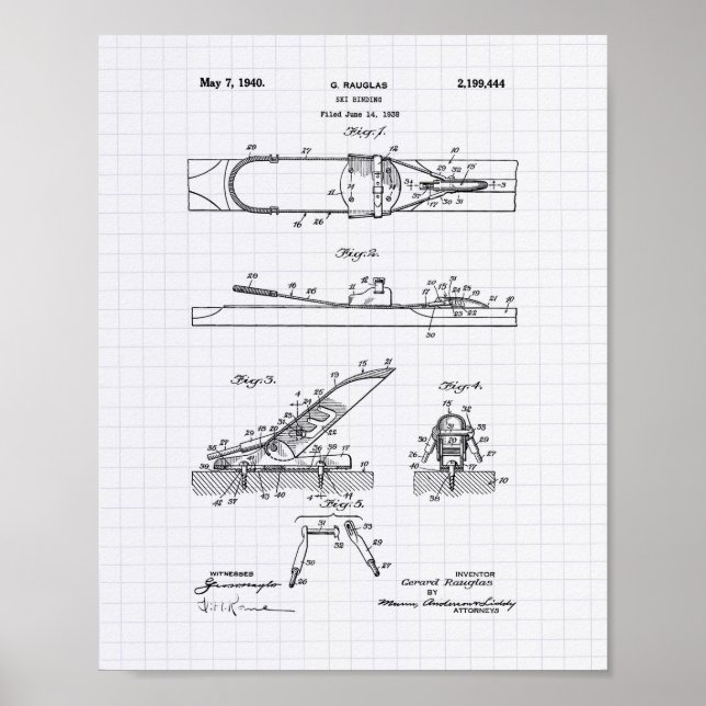 Ski Binding 1940 Patent Art - Led Peper Poster (Framsidan)
