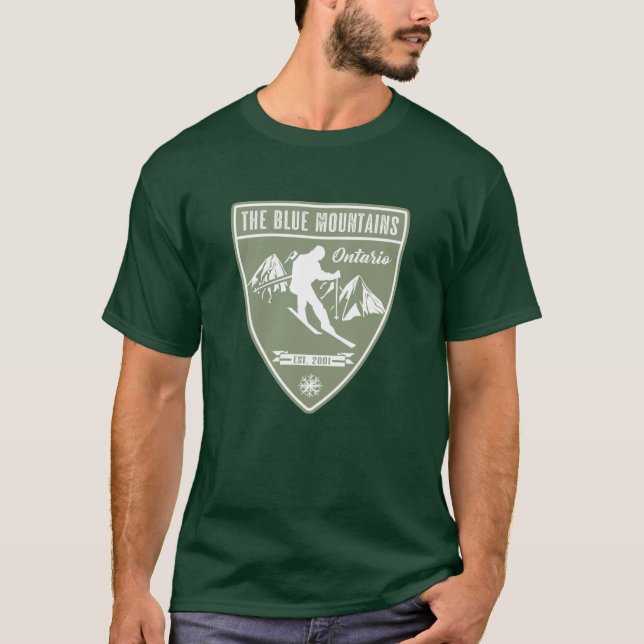 Ski Blå bergen Ontario T Shirt (Framsida)