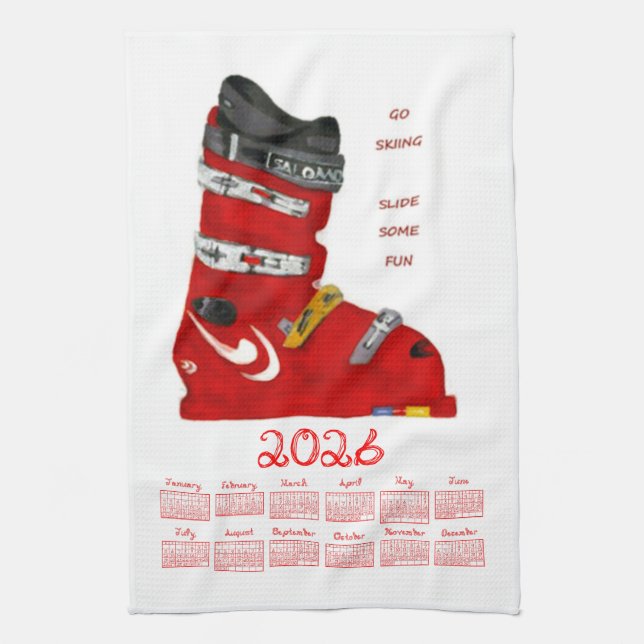 Ski Boot Go Skiing Slide Some Fun 2026 Calendar Kökshandduk (Vertikal)