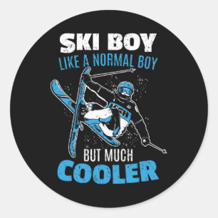 Ski Boys Skiing Mountain Sport Winter Runt Klistermärke
