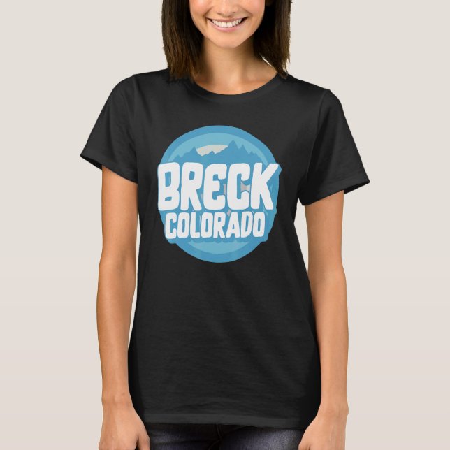 Ski Breck Colorado Souvenir Skiing Snowboard Vinta T Shirt (Framsida)