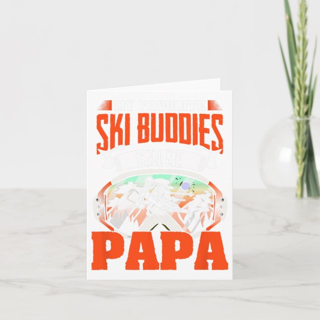 Ski Buddies kallar mig Pappa Skiing Skier Winter S Kort (Framsida)