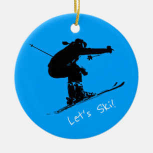 Ski Bum - Downhill Skier Julgransprydnad Keramik