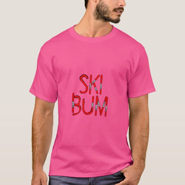 Ski Bum Skis Funny Winter Sports T Shirt (Framsida)