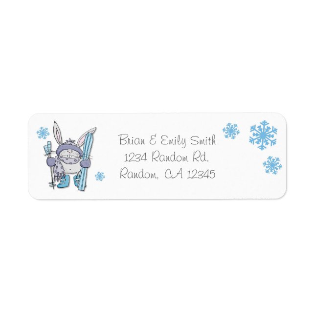 Ski bunny anpassningsbar snowflake-returetiketter returadress etikett (Framsidan)