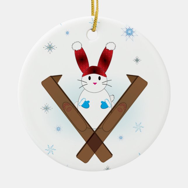 Ski Bunny Julgransprydnad Keramik (Framsidan)