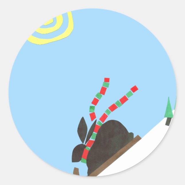 Ski Bunny Runt Klistermärke (Framsida)