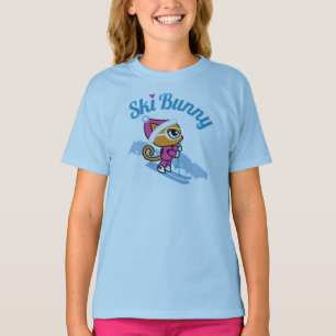 Ski Bunny Skiing Cat T-shirt by Cheeky Chattas