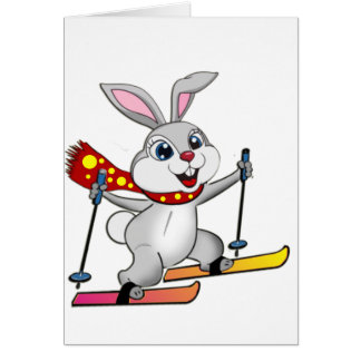 Ski Bunny - Tecknaden Lusnyj och Cute Hälsningskort