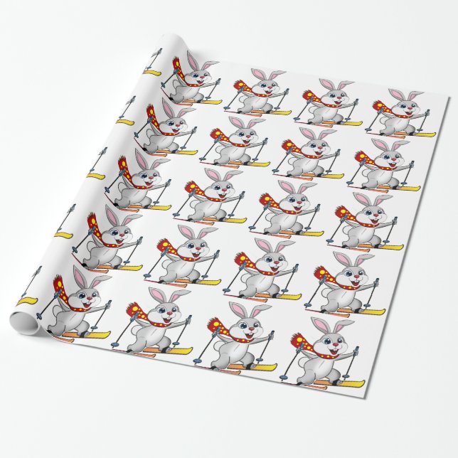 Ski Bunny - Tecknaden Lusnyj och Cute Presentpapper (Utrullad)