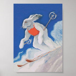 Ski Bunny Vintage Djurens Poster