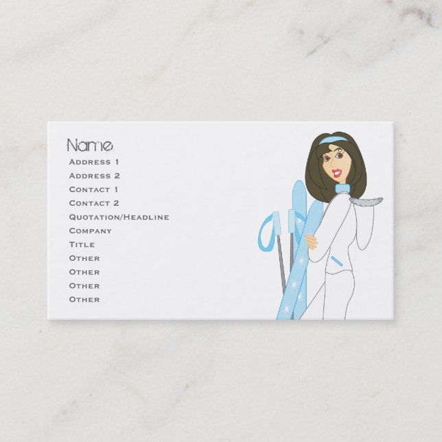 Ski Cards-Brunette Visitkort (Framsida)