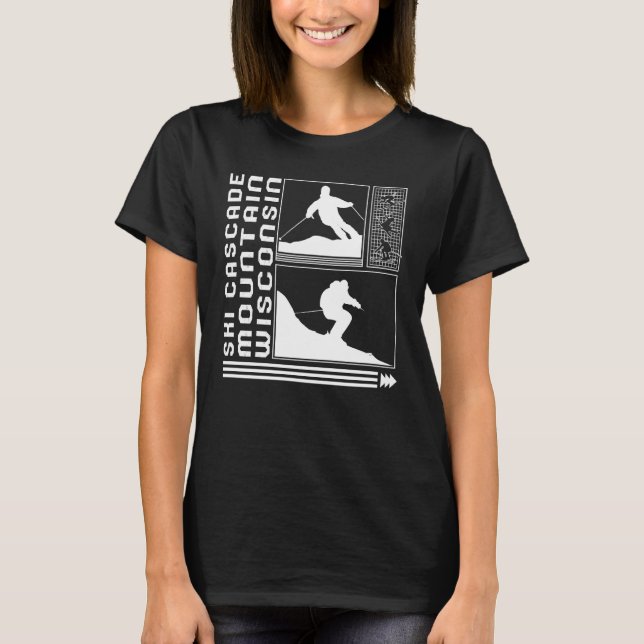Ski Cascade Mountain Wisconsin Skiing Skier Winter T Shirt (Framsida)
